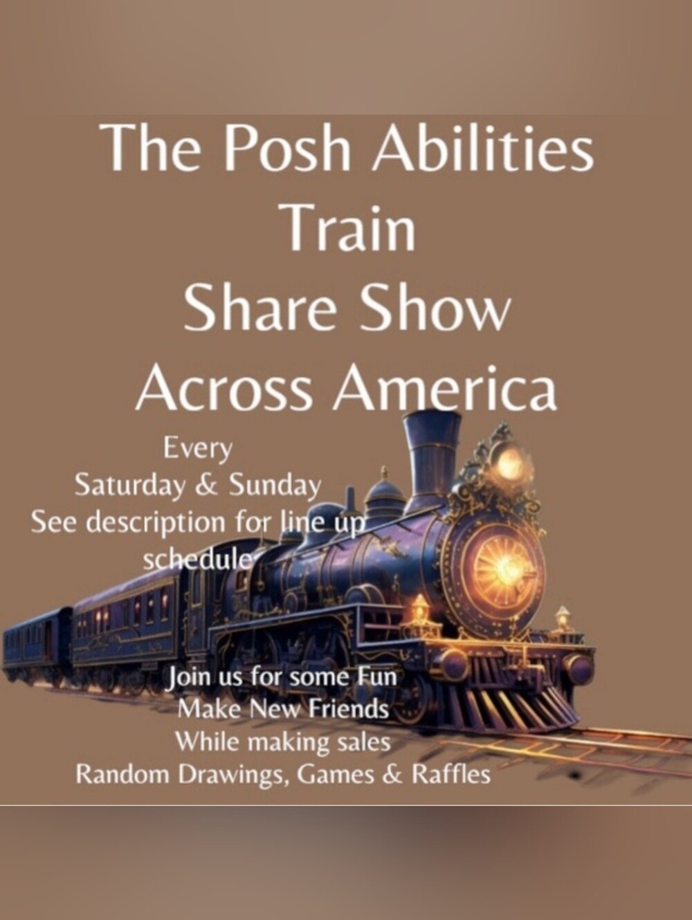 Posh Abilities Train Share Show Saturday 5/9 12:30pm